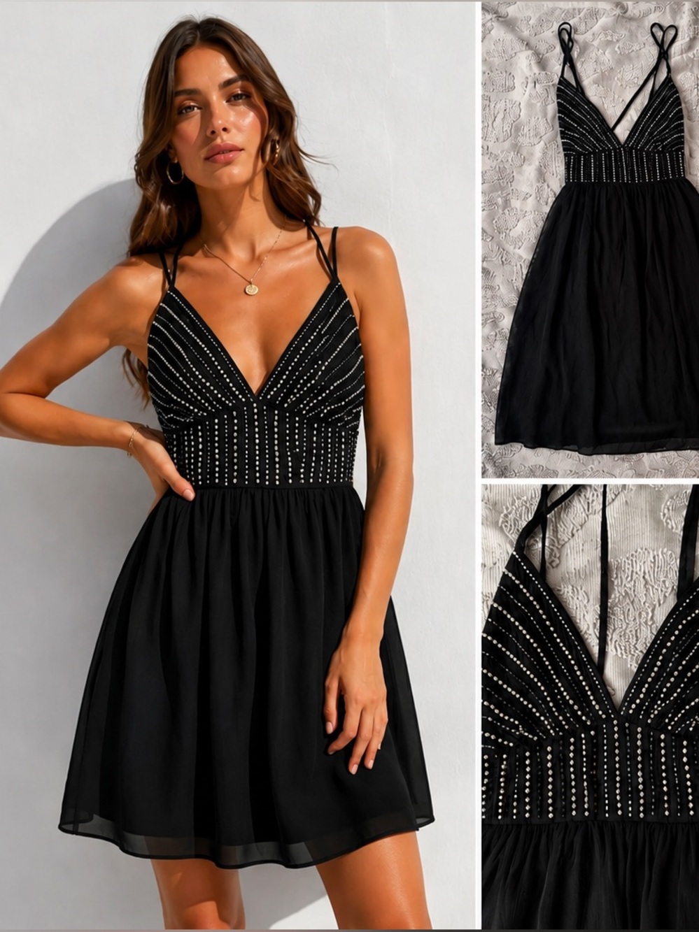 Zara Black Backless Dress with Strappy Design